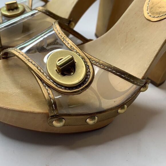 Coach Cagney clear signature gold trim mules - Picture 4 of 8